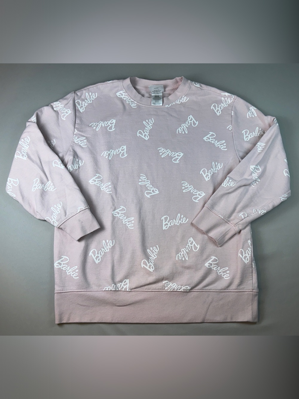Barbie Pale Pink Crewneck Sweatshirt White Logo Medium